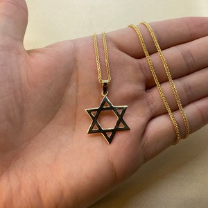 14k solid Gold Magen David with foxtail chain 1.5mm , 23.5 , jewish jewelry , Hanukkah Gift image 4