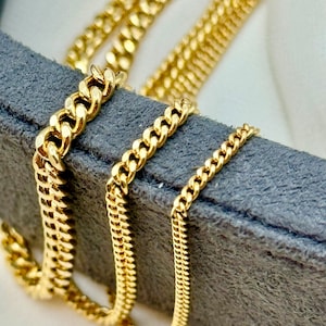 14k Gold Curb Chain Necklace: 2mm, 3mm, 4mm