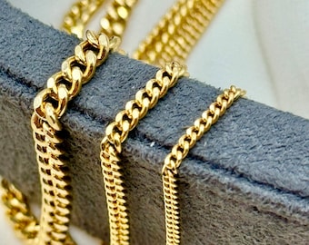 14k solid  GOLD Curb Chain Necklace, 4MM, 3MM, 2MM, 14k Real Gold curb, Men and Ladies Gold Chain, 14k Gold Chain, Birthday Gift.