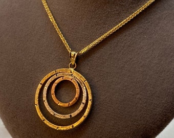 14k Gold Circles of Life  Necklace  Diamond Cut , 14k Multiple color necklace ,Circle of Life , 19.5",1.5mm , For her, Birthday Gift