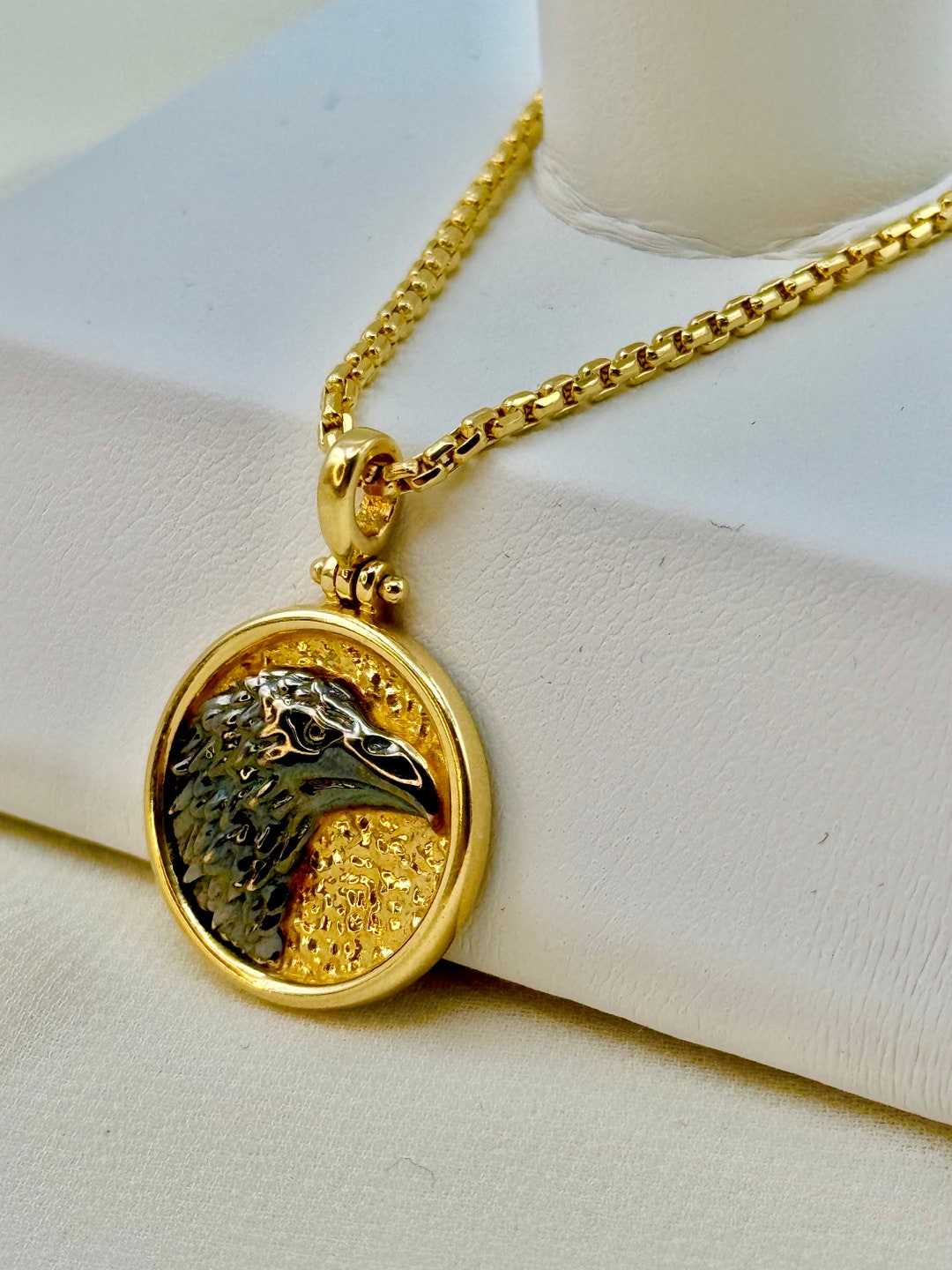 Colgante De águila En Oro Amarillo De 14 Quilates, Altura 1.654 In, Ancho 1.181 In - Foto 2