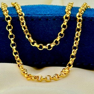 18k solid Gold Rolo chain, 4 mm, 18k Gold ROLO necklace, For Her, For Him, Birthday Gift, Anniversary gift, Everyday chain, Gold Rolo chain.