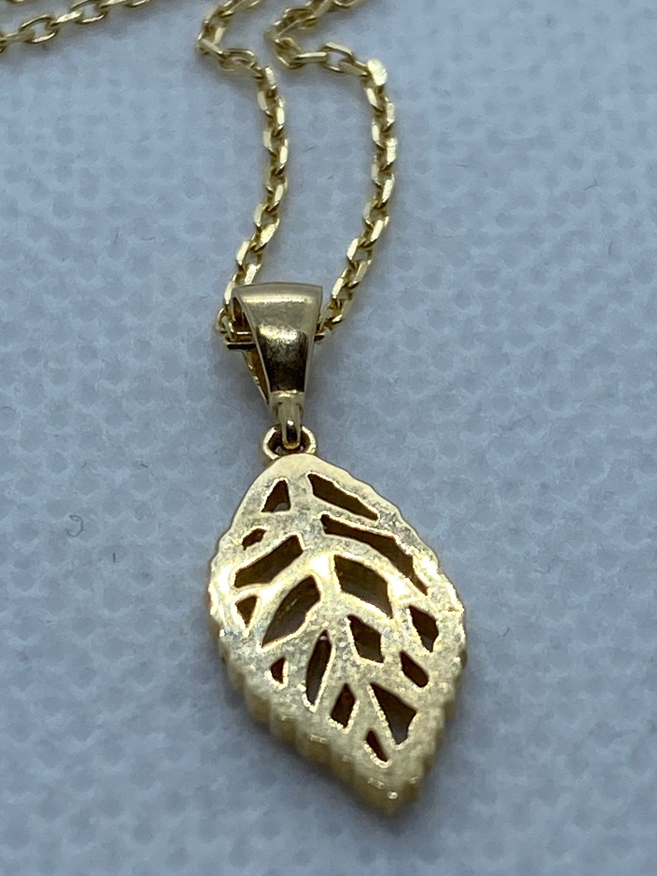 14k solid Gold leaf Necklace 20 inches1mm Etsy