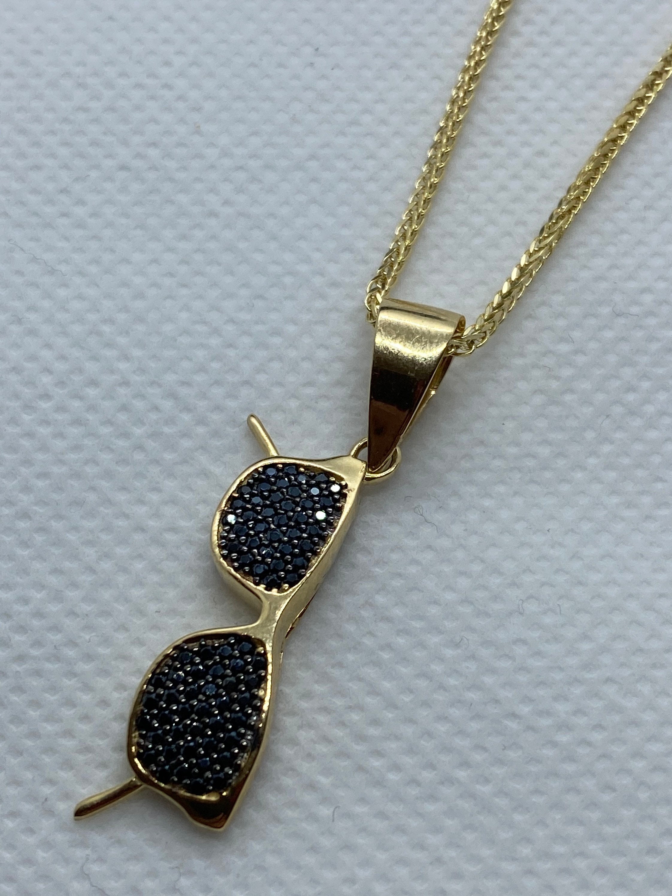 14k solid Gold Sunglasses Necklace 23.5 inches 1.5mm Etsy