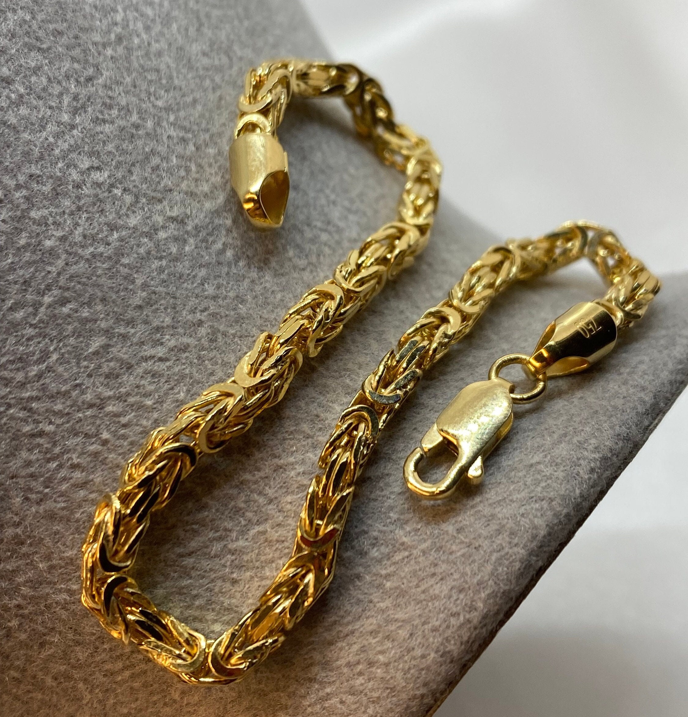 Lovelord Men 14k Yellow Gold Byzantine Link Chain Necklaces