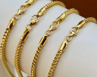 18k Gold Franco Bracelet, 2.3 mm Width, 7.5" Length