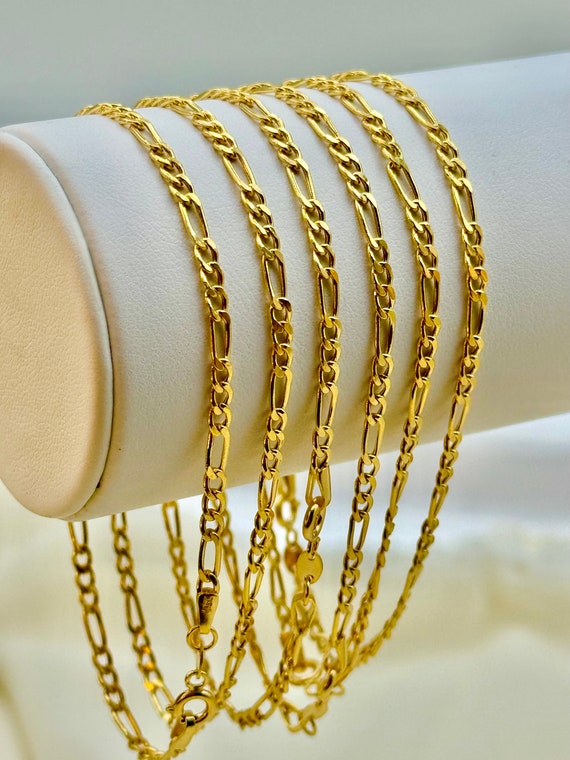 18K Yellow Gold Figaro Bracelet: High Polished, Simple Chic - Etsy