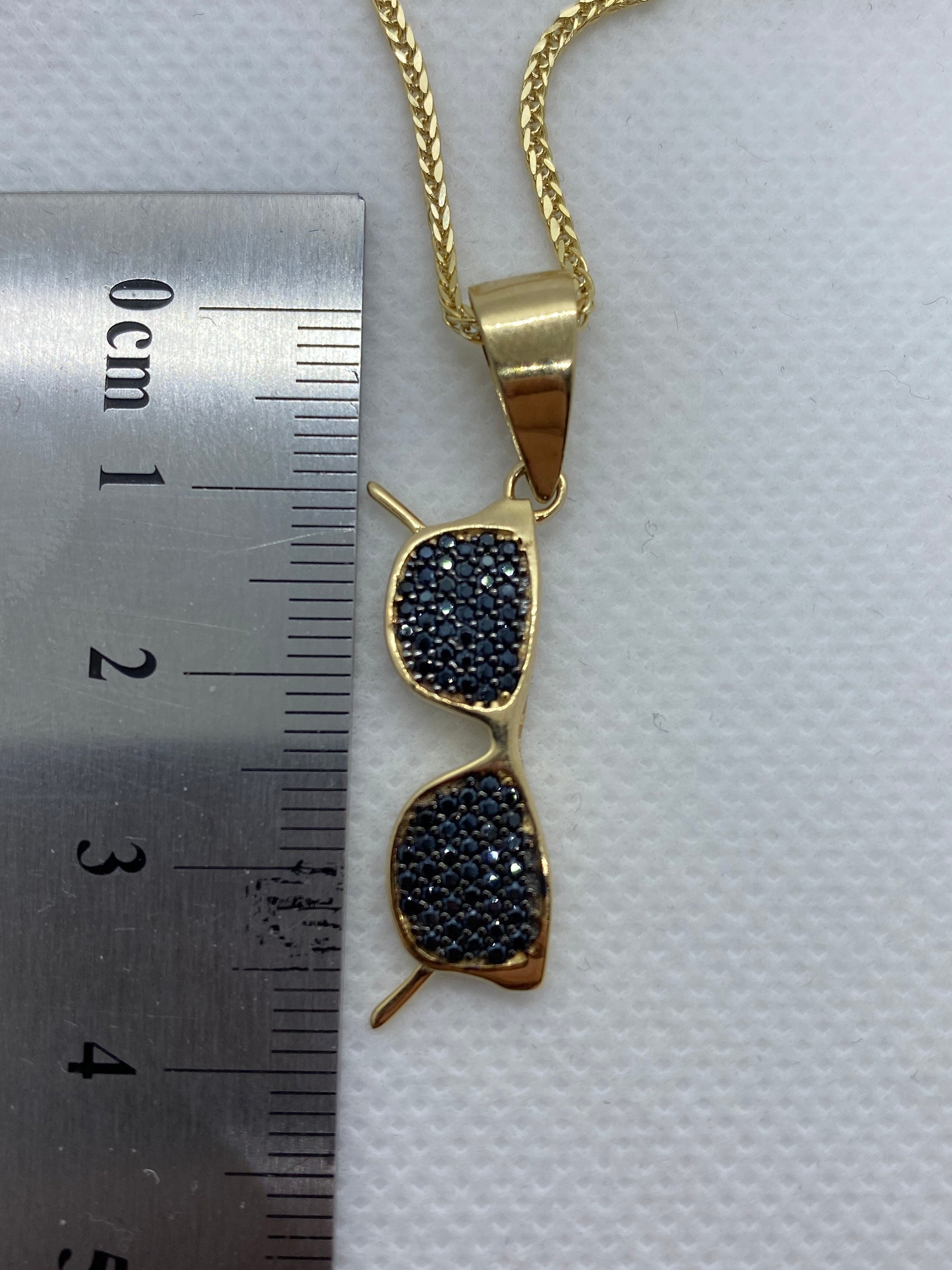 14k solid Gold Sunglasses Necklace 23.5 inches 1.5mm Etsy