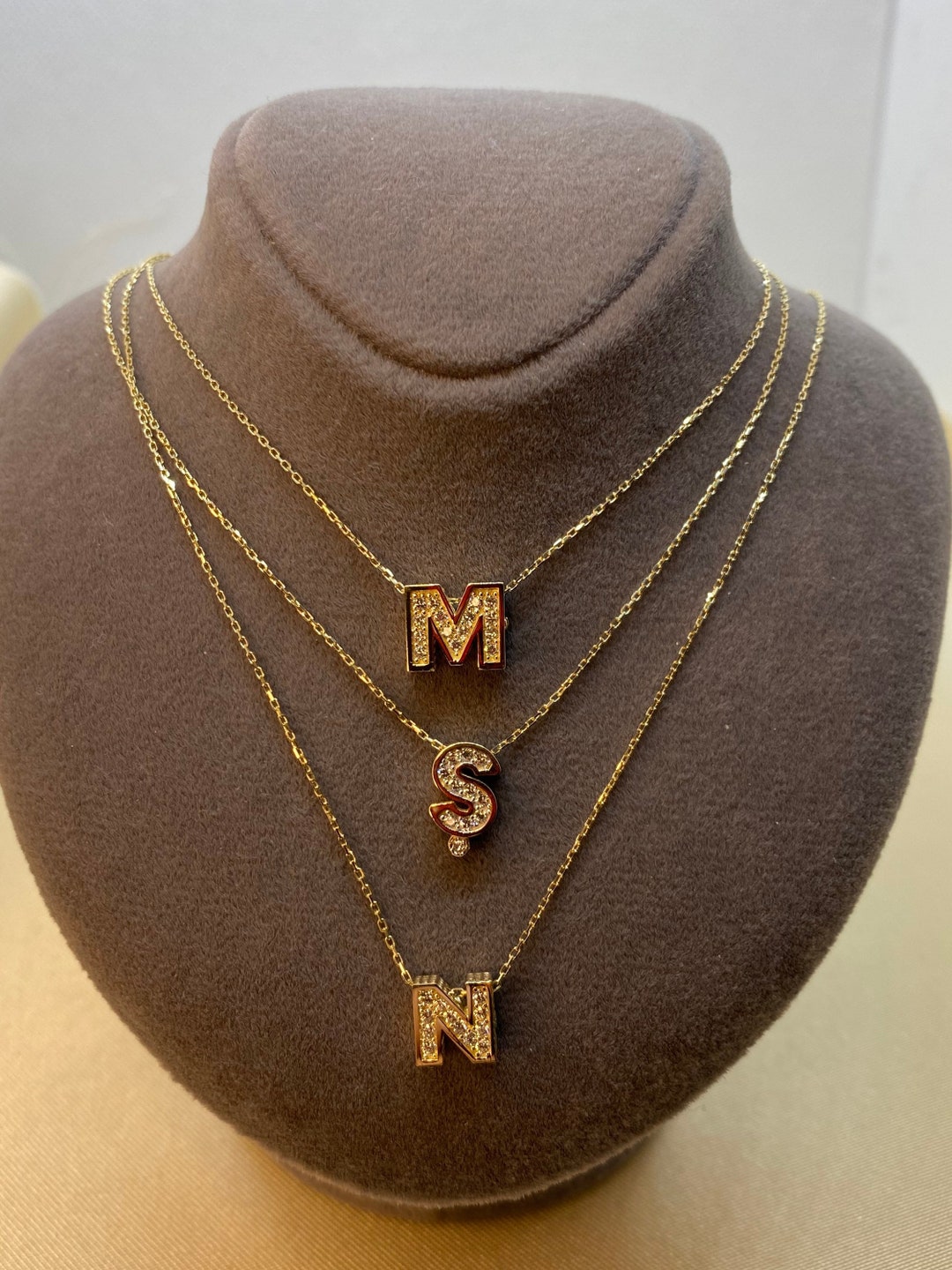 14K Solid Gold Initial Necklace Personalized Letter Necklace Custom Name Necklace Personalized