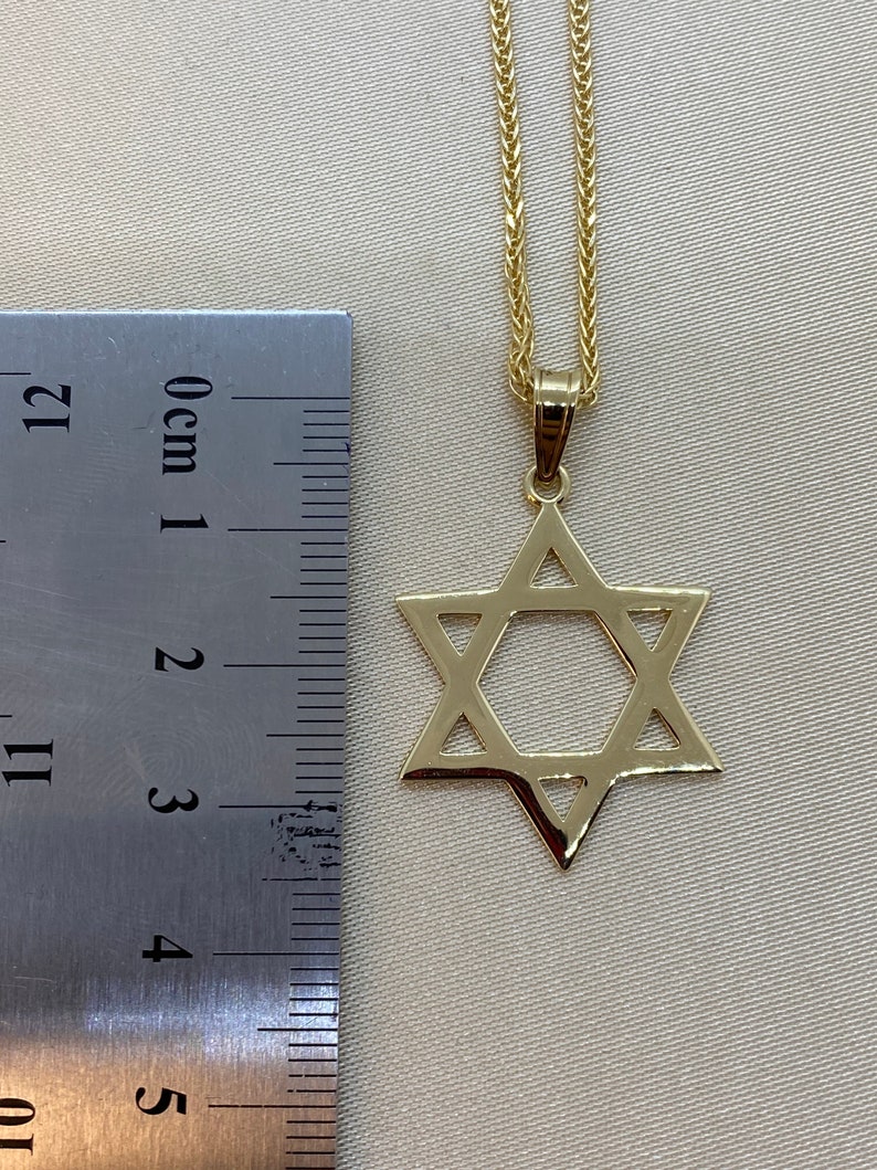 14k solid Gold Magen David with foxtail chain 1.5mm , 23.5 , jewish jewelry , Hanukkah Gift image 7