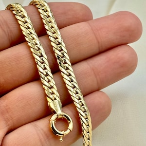 18k GOLD Curb Chain, Cuban Choker Chain Necklace, 18&quot;, 5.5 MM, Real Gold Chain, 18k Gold Chain, Gift , Anniversary Gift, Birthday Gift .