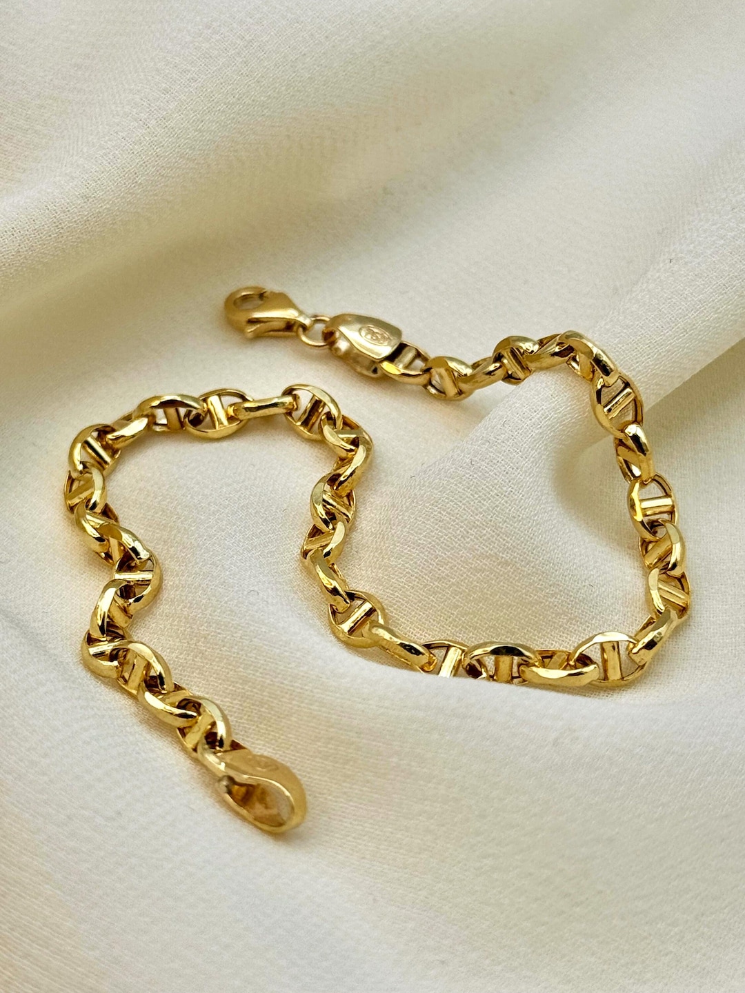 18k/14k Gold Anchor Chain Bracelet: Mariner Link, 4mm - Etsy