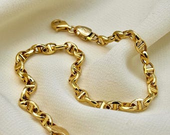 18k/14k Gold Anchor Chain Bracelet: Mariner Link, 4mm