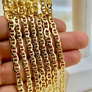 14k Solid Gold ANCHOR CHAIN Necklace, 5mm, 6mm ,Mariner chain Active, 14k Real Gold chain, 14k Gold Mariner necklace ,Gift,  Birthday Gift