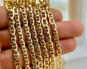 14k Solid Gold ANCHOR CHAIN Necklace, 5mm, 6mm ,Mariner chain Active, 14k Real Gold chain, 14k Gold Mariner necklace ,Gift,  Birthday Gift