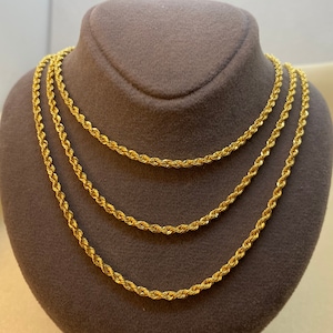 14k solid Gold Rope Necklace 2mm, Rope chain, rope necklace, diamond cut rope chain, Gold chain, For Her,  Birthday Gift, Christmas Gift .