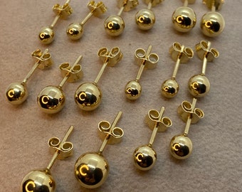 14k Real Gold Stud ball Earrings ,14k Gold Ball  Earrings, Plain Real Gold Minimalist Simple Dainty Ball earring ,For Her ,Birthday Gift