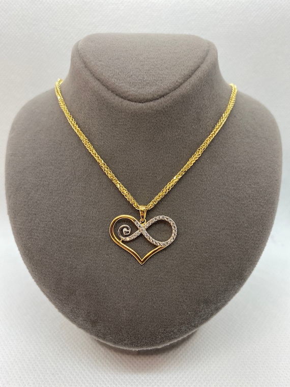18k Solid Gold Infinity and Heart Necklace 19.5 Inches - Etsy