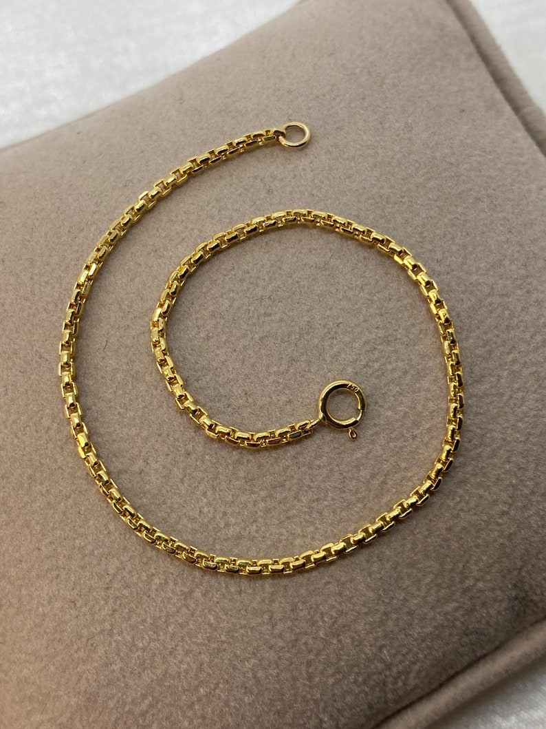 18K Real Gold Box Chain Bracelet 2MM Yellow 18K Box Bracelet Etsy