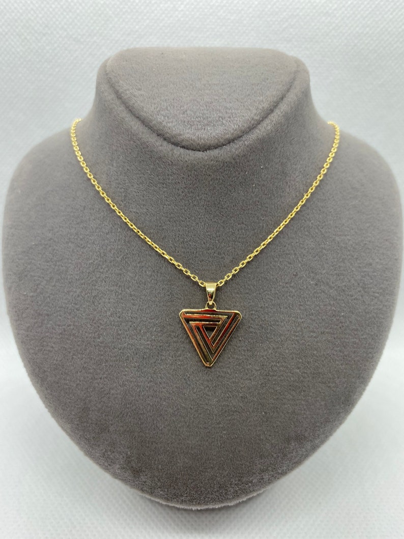 14k Solid Gold Triangle Necklace 20 Inches1mm Etsy