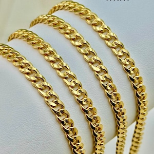 18K Solid GOLD Curb Chain Necklace, 23.5&quot;, 4MM, Gold Curb Chain, unisex Gold Chain, 18kGold Chain, Christmas Gift, Birthday Gift .