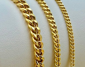 14k solid  GOLD Curb Chain Necklace, 4MM, 3MM, 2MM, 14k Real Gold curb, Men and Ladies Gold Chain, 14k Gold Chain, Birthday Gift.