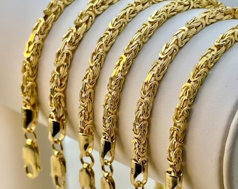 14K Gold and 18k Gold Byzantine Bracelet ,8", 7.5", 7", 2.80mm, Thickness-/Real 14k and 18k  King Bracelet, Birthday Gift, byzantine.