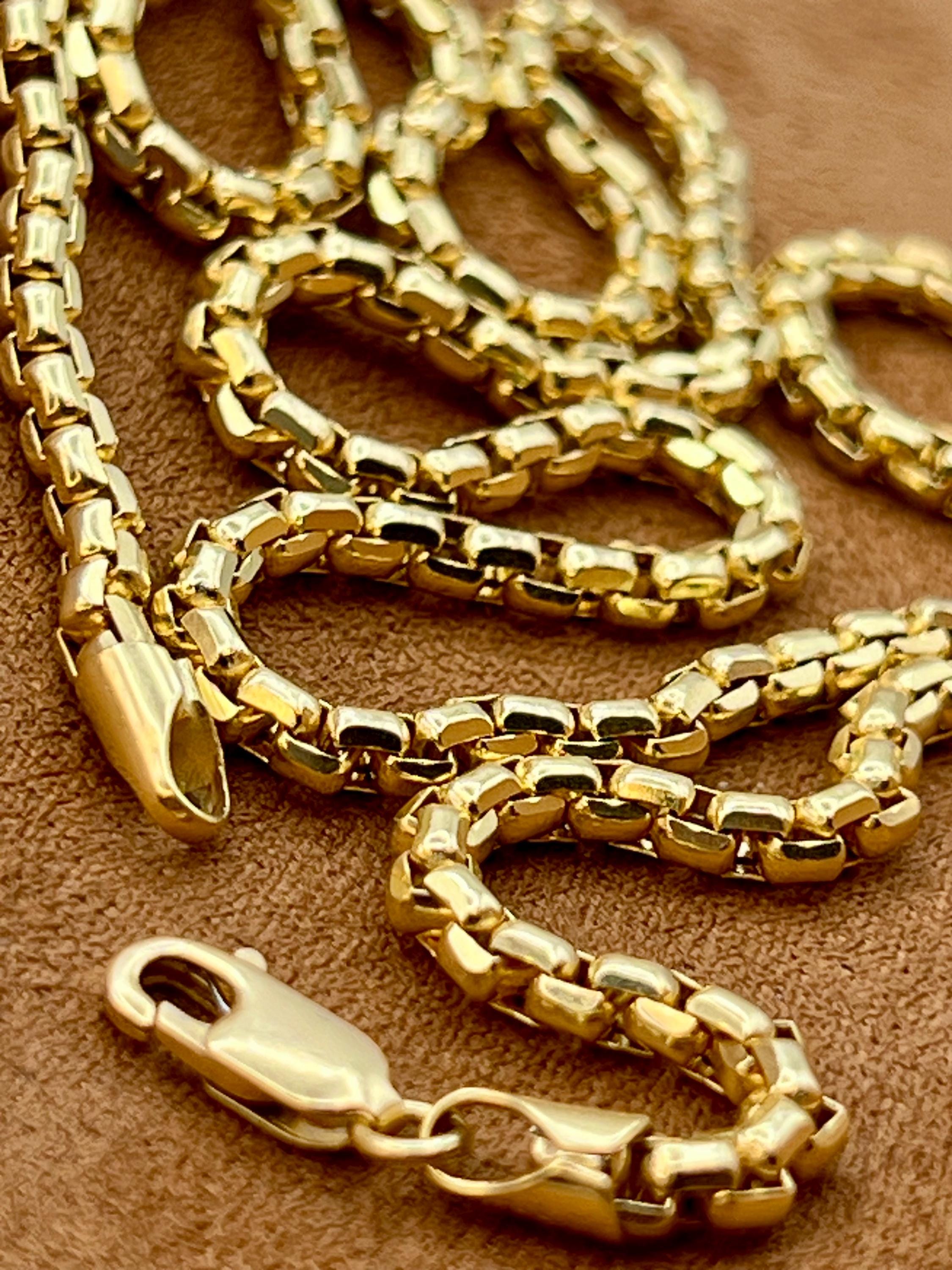 ト*ヤ様 VINTAGE CHAIN 90s 18K Gold Box Chain Necklace - 3.5mm Real Gold - Etsy Singapore