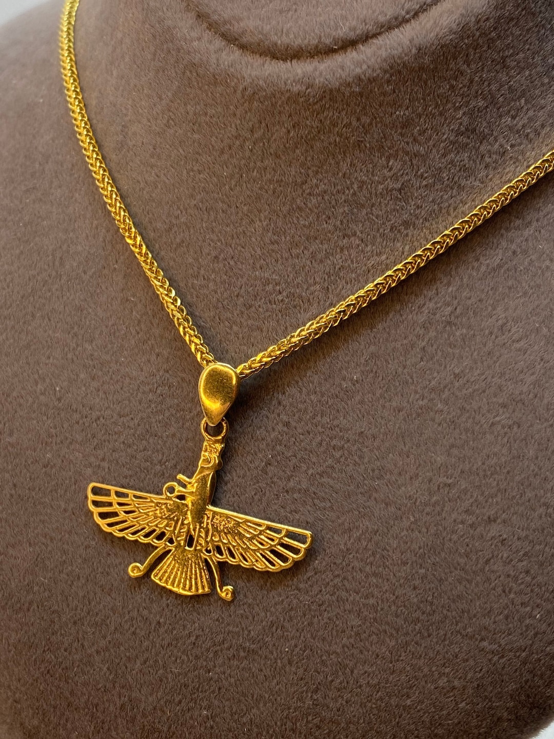 18k Gold Farvahar Necklace Symbol of Ahura Mazda Made in Etsy