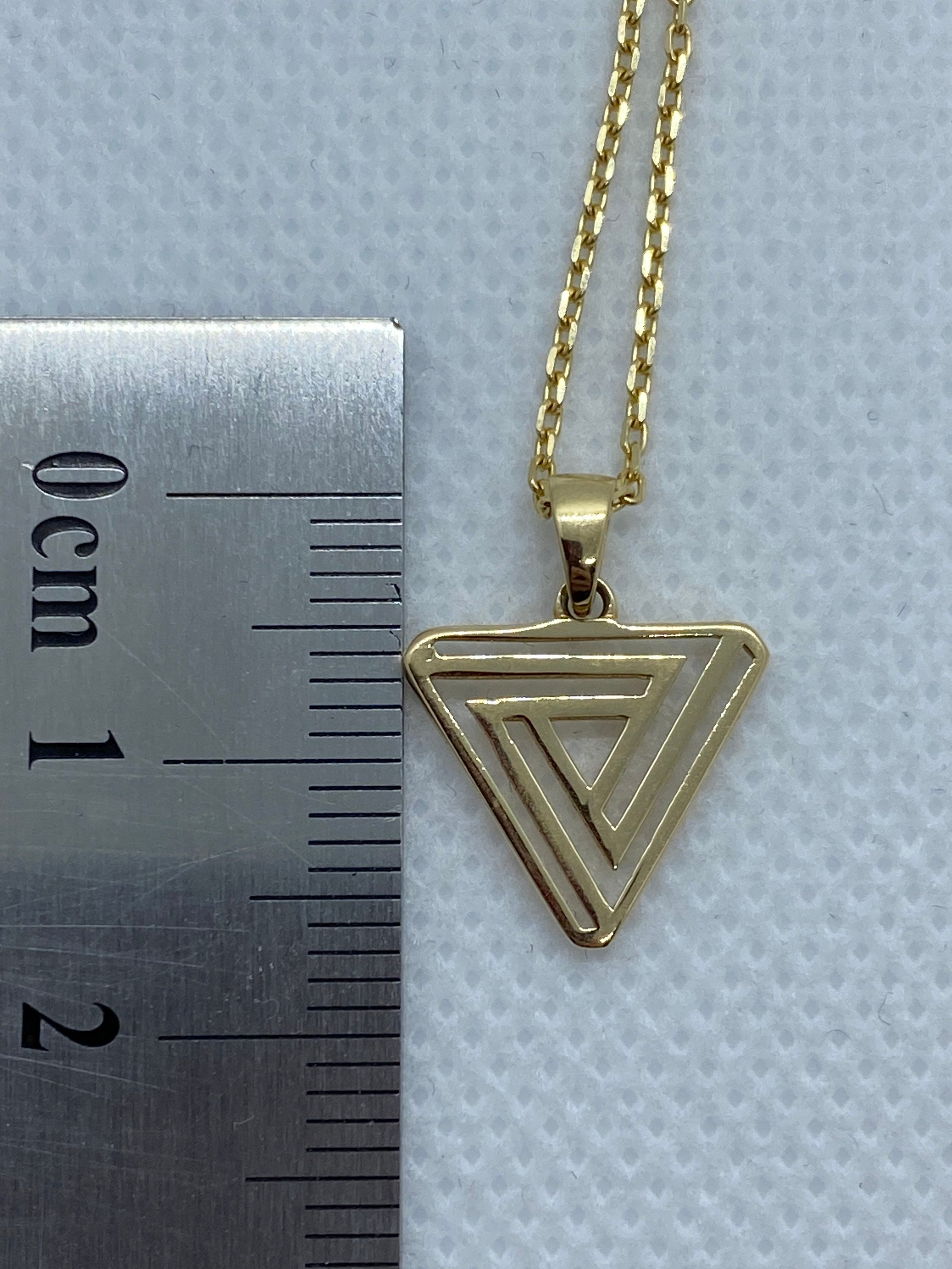 14k solid Gold Triangle Necklace 20 inches1mm Etsy