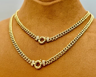 18k Solid GOLD Curb Chain Necklace 18", 5MM, 18k Real Gold Curb Necklace, Ladies Gold Chain, 18k Gold Chain, For Her, Birthday Gift.