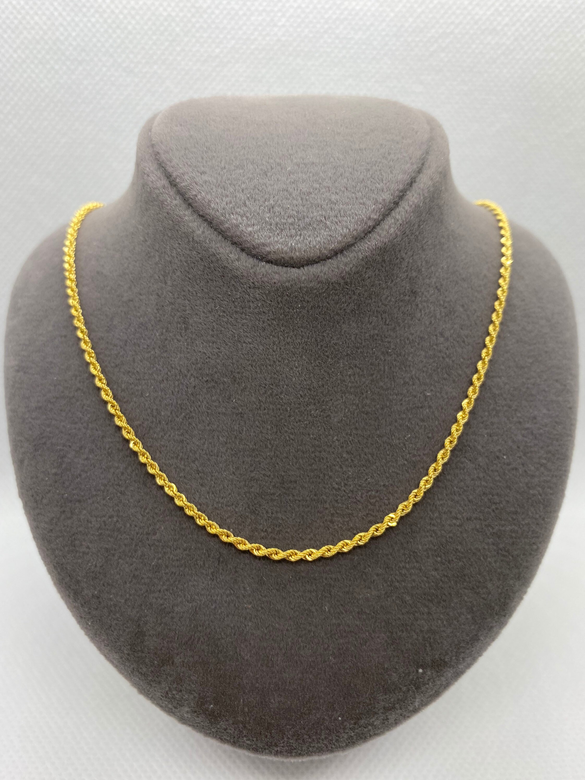 18k solid Gold Rope Necklace 1.5mm Etsy