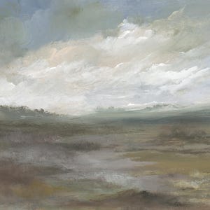 Soft Landscape Painting, Art for Shelf Styling, Soft Blue and Brown Art | Manifest