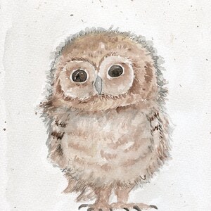 Watercolor Owl Painting, Nursery Wall Art, Owl Art | Baby Owl