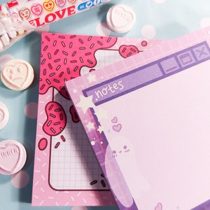 Ghost Night Digital Vaporwave Memo Notizblock / Süße Kawaii Sterne