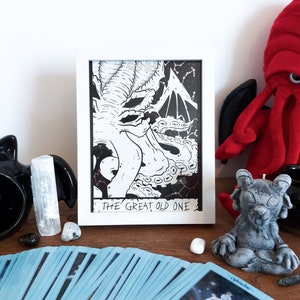 Cthulhu Tarocchi Carta Argento Lamina A5 Stampa / H.P Lovecraft / Stampa Lovecraftiana / Costellazioni