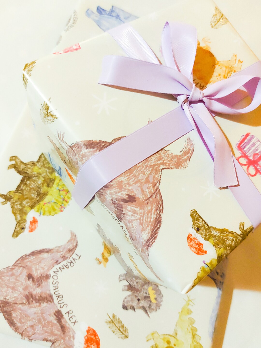 Dinosaur Christmas Wrapping Paper A2 / Cute Hand Drawn Etsy