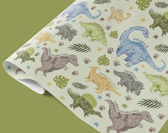 Dinosaur Wrapping Paper A2 / Hand Drawn Illustration