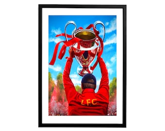 Jurgen Klopp Poster - Liverpool Art Print - Champions League Trophy - Liverpool FC Art - Wall Art - Liverpool Gift - LFC Birthday Gift