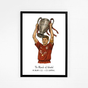 Steven Gerrard Istanbul 2005 Poster | Liverpool FC Champions League Art Print | European Cup Final Wall Decor for LFC Fans