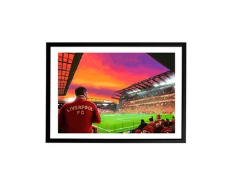 Anfield Print - Liverpool Poster - Champions League Nights - Liverpool FC Art - Gift for Liverpool Fans - LFC Wall Art - Kop Clobber