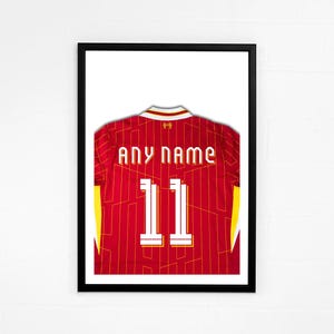 Liverpool Shirt Print New 24/25 Season LFC Jersey Custom Art Print | Personalise with any name and number | Framed or Unframed | Kop Clobber