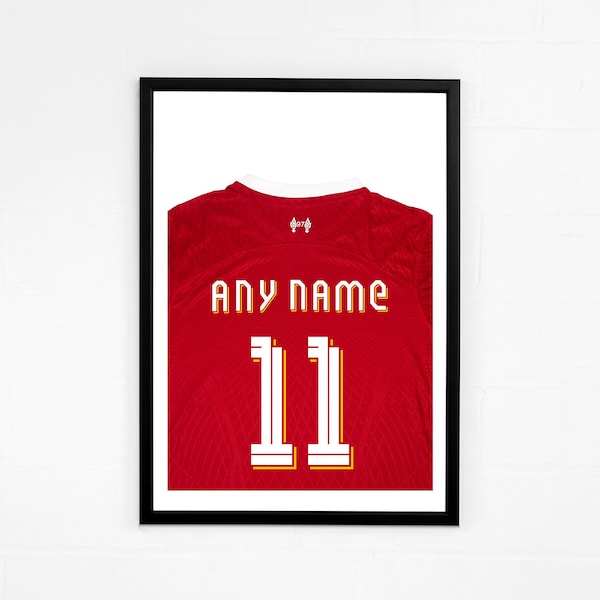 Liverpool Shirt Print New 23/24 LFC Custom Art Print | Personalise with any name and number | Framed or Unframed | Kop Clobber