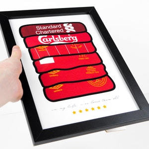 Liverpool Shirt Stack Print | Champions League Winning Shirts | Liveprool FC Poster | Premium Quality Wall Art | Kop Clobber