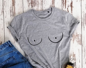 Bio Baumwolle, Boobs T-Shirt, lustiges Boobs Shirt, Unisex T-Shirt mit Rundhalsausschnitt, Bio-T-Shirt, veganes Geschenk-Shirt