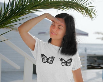 Organic cotton, butterfly t-shirt, stylish shirt, butterfly t-shirt, gift for girl, gift for best friend