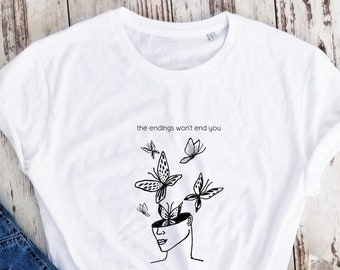Organic cotton, butterflies t-shirt, feminism shirt, butterfly t-shirt, gift for girl, gift for best friend, inspirational shirt