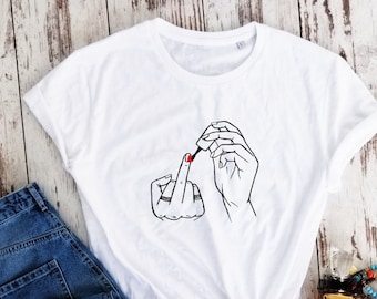 Bawełna organiczna, koszulka feministyczna, koszula feminizm, koszulka z lakierem do paznokci, prezent dla dziewczyny, prezent dla najlepszego przyjaciela