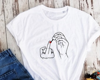 Organic cotton, feminist t-shirt, feminism shirt, nail polish t-shirt, gift for girl, gift for best friend