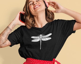 Organic cotton, dragonfly t-shirt, stylish dragonfly shirt, dragonfly, vegan shirt, gift for girl, gift for best friend